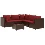 Gartenmöbel-Set, 6-teilig, mit braunen Kunststoff-Rattan-Kissen. von , Gartensets - Ref: Foro24-3308133, Preis: 408,65 €, Rab...