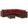 Set muebles de jardín 6 piezas y cojines ratán sintético marrón de , Conjuntos de jardín - Ref: Foro24-3308133, Precio: 414,6...