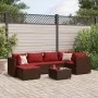 Set muebles de jardín 7 piezas y cojines ratán sintético marrón de , Conjuntos de jardín - Ref: Foro24-3308221, Precio: 451,9...