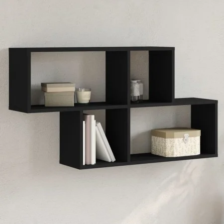 Engineered wood black wall shelf 100x20x53 cm by , Shelves and shelves - Ref: Foro24-848018, Price: 43,51 €, Discount: %
