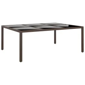 Garden table brown rattan glass surface 200x150x75 cm by vidaXL, Garden tables - Ref: Foro24-310589, Price: 235,30 €, Discoun...