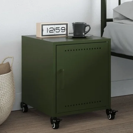 Bedside table in olive green steel, 36x39x43.5 cm by , Nightstands - Ref: Foro24-846622, Price: 49,23 €, Discount: %