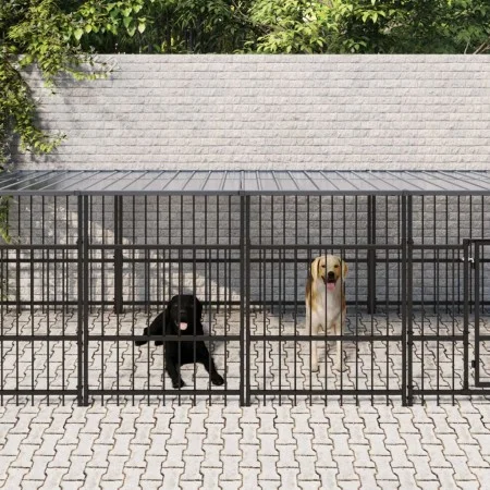 Perrera de exterior con tejado acero 18,77 m² by , Dog kennels and fences - Ref: Foro24-3124615, Price: 1,00 €, Discount: %