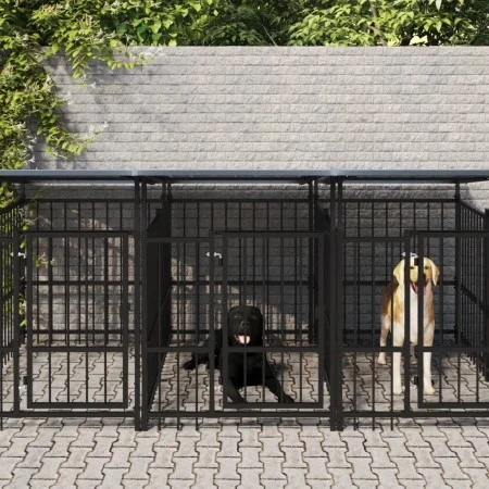 Perrera de exterior con tejado acero 7,51 m² by , Dog kennels and fences - Ref: Foro24-3124591, Price: 1,00 €, Discount: %