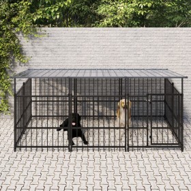 Perrera de exterior con tejado acero 5,63 m² de , Casetas y cercados para perros - Ref: Foro24-3124608, Precio: 551,55 €, Des...