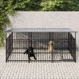 Perrera de exterior con tejado acero 5,63 m² de , Casetas y cercados para perros - Ref: Foro24-3124608, Precio: 535,91 €, Des...
