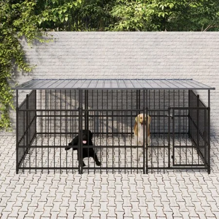 Perrera de exterior con tejado acero 5,63 m² by , Dog kennels and fences - Ref: Foro24-3124608, Price: 535,91 €, Discount: %