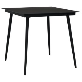 Garten-Esstisch aus schwarzem Stahl und Glas, 80 x 80 x 74 cm von vidaXL, Gartentische - Ref: Foro24-312157, Preis: 126,48 €,...