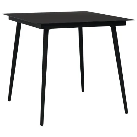 Garten-Esstisch aus schwarzem Stahl und Glas, 80 x 80 x 74 cm von vidaXL, Gartentische - Ref: Foro24-312157, Preis: 124,40 €,...