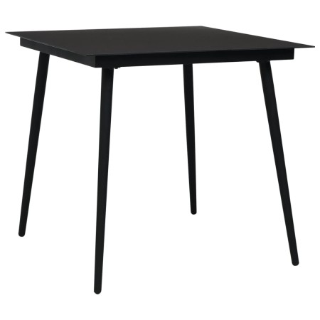 Mesa de comedor de jardín acero y vidrio negra 80x80x74 cm de vidaXL, Mesas de jardín - Ref: Foro24-312157, Precio: 126,48 €,...