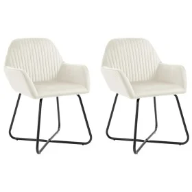 Esszimmerstühle, 2 Stück, cremefarbenes Samtgewebe. von , Essstühle - Ref: Foro24-249806, Preis: 195,06 €, Rabatt: %