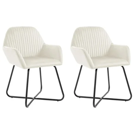 Esszimmerstühle, 2 Stück, cremefarbenes Samtgewebe. von , Essstühle - Ref: Foro24-249806, Preis: 195,03 €, Rabatt: %