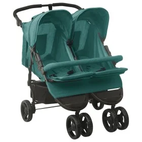 Steel green twin stroller by , Baby strollers - Ref: Foro24-10246, Price: 281,83 €, Discount: %