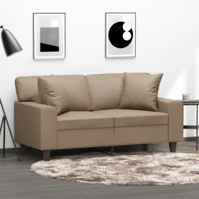 2-seater sofa with synthetic leather cushions in cappuccino color, 120 cm. by , Sofas - Ref: Foro24-3200865, Price: 242,24 €,...