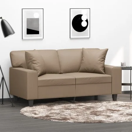 Sofá de 2 plazas con cojines cuero sintético capuchino 120 cm de , Sofás - Ref: Foro24-3200865, Precio: 242,24 €, Descuento: %