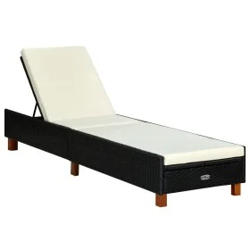 Tumbona con cojín de ratán sintético negro by vidaXL, Loungers - Ref: Foro24-310474, Price: 148,23 €, Discount: %