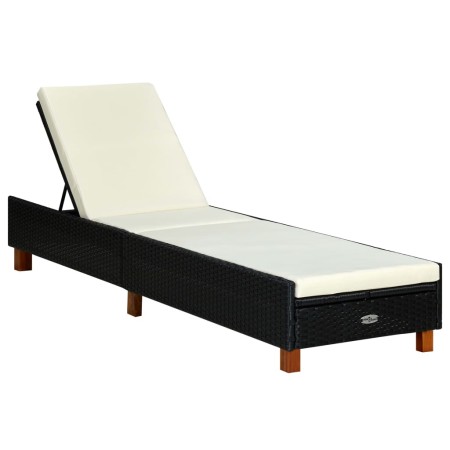 Tumbona con cojín de ratán sintético negro von vidaXL, Liegen - Ref: Foro24-310474, Preis: 150,58 €, Rabatt: %