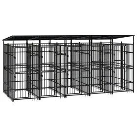 Outdoor dog kennel with a steel roof 9.22 m² by , Dog kennels and fences - Ref: Foro24-3097950, Price: 2,00 €, Discount: %