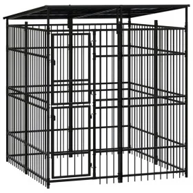 Outdoor dog kennel with a steel roof, 3.69 m² by , Dog kennels and fences - Ref: Foro24-3097965, Price: 726,67 €, Discount: %