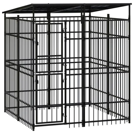 Outdoor dog kennel with a steel roof, 3.69 m² by , Dog kennels and fences - Ref: Foro24-3097965, Price: 726,29 €, Discount: %