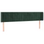 Cabecero con LED de terciopelo verde oscuro 163x16x78/88 cm