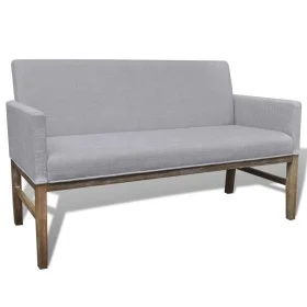 Banco con cojín acolchado madera de caucho tela gris claro de , Sofás - Ref: Foro24-241663, Precio: 220,00 €, Descuento: %