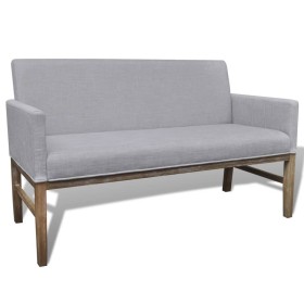 Banco con cojín acolchado madera de caucho tela gris claro de , Sofás - Ref: Foro24-241663, Precio: 223,33 €, Descuento: %