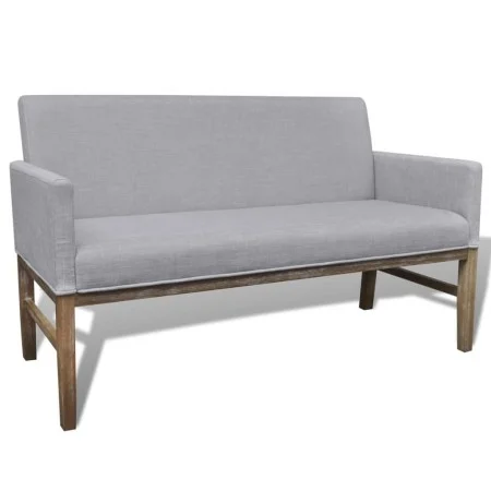 Bank mit gepolstertem Kissen aus Gummibaumholz und hellem grauem Stoff. von , Sofas - Ref: Foro24-241663, Preis: 220,00 €, Ra...