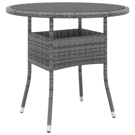 Garden table tempered glass and gray synthetic rattan Ø80x75 cm by vidaXL, Garden tables - Ref: Foro24-310606, Price: 110,04 ...