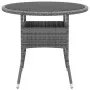 Garden table tempered glass and gray synthetic rattan Ø80x75 cm by vidaXL, Garden tables - Ref: Foro24-310606, Price: 110,04 ...