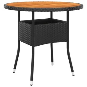 Garden table acacia wood and black synthetic rattan Ø80x75 cm by vidaXL, Garden tables - Ref: Foro24-310608, Price: 98,89 €, ...