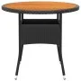Mesa de jardín madera acacia y ratán sintético negro Ø80x75 cm de vidaXL, Mesas de jardín - Ref: Foro24-310608, Precio: 98,87...