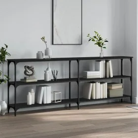 Black engineered wood console table 200x29x75 cm by , Side tables - Ref: Foro24-834110, Price: 95,54 €, Discount: %