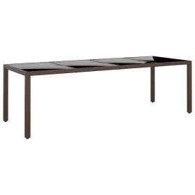 Garden table with brown synthetic rattan surface glass top by vidaXL, Garden tables - Ref: Foro24-310595, Price: 182,25 €, Di...