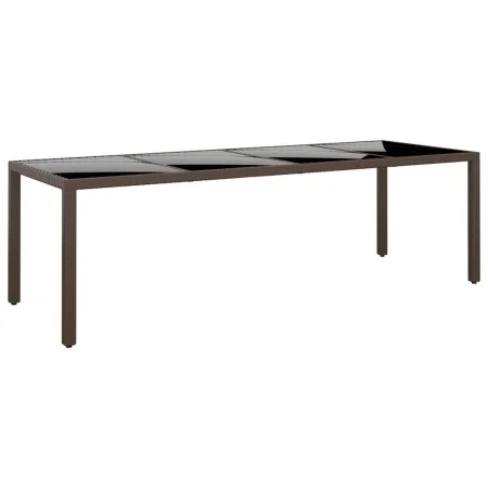 Garden table with brown synthetic rattan surface glass top by vidaXL, Garden tables - Ref: Foro24-310595, Price: 182,25 €, Di...