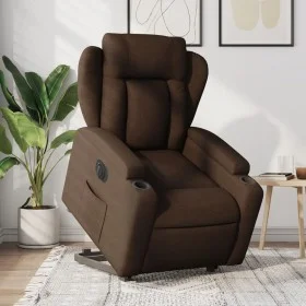 Electric reclining and lift fabric armchair in brown. by , Armchairs - Ref: Foro24-3204510, Price: 332,65 €, Discount: %