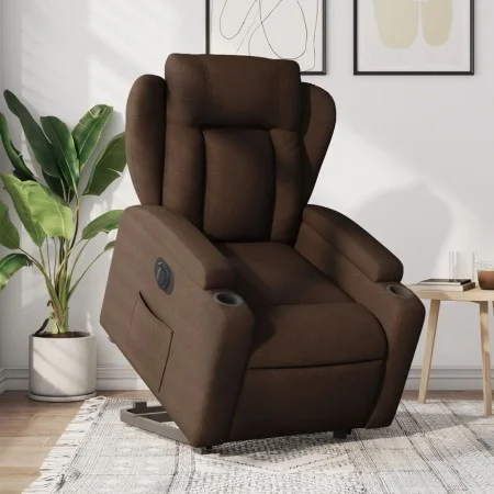 Sillón eléctrico reclinable elevable de tela marrón de , Sillones - Ref: Foro24-3204510, Precio: 332,65 €, Descuento: %