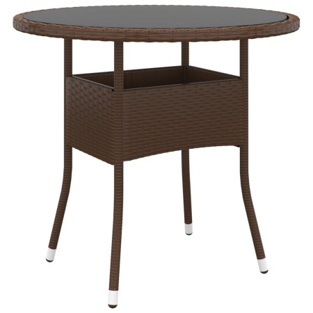 Gartentisch gehärtetes Glas synthetisches Rattan braun Ø80x75 cm von vidaXL, Gartentische - Ref: Foro24-310605, Preis: 98,74 ...