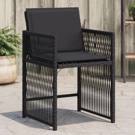 Garden chairs with cushions, 4 units, black synthetic rattan by , Garden chairs - Ref: Foro24-365035, Price: 189,21 €, Discou...