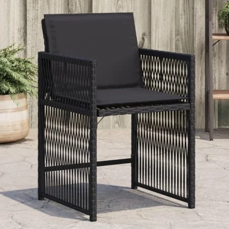 Sillas de jardín con cojines 4 unidades ratán sintético negro de , Sillas de jardín - Ref: Foro24-365035, Precio: 189,21 €, D...