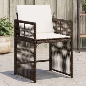 Garden chairs with cushions, 4 units, synthetic brown rattan by , Garden chairs - Ref: Foro24-365037, Price: 202,60 €, Discou...