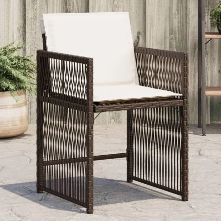 Garden chairs with cushions, 4 units, synthetic brown rattan by , Garden chairs - Ref: Foro24-365037, Price: 202,60 €, Discou...