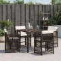Garden chairs with cushions, 4 units, synthetic brown rattan by , Garden chairs - Ref: Foro24-365037, Price: 202,60 €, Discou...