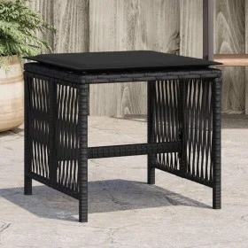Garden stools with cushions 4 pcs black PE rattan 41x41x36cm by , Outdoor ottomans - Ref: Foro24-365056, Price: 95,30 €, Disc...