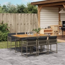 Set comedor jardín 7 pzas y cojines ratán sintético gris de , Conjuntos de jardín - Ref: Foro24-3211454, Precio: 420,45 €, De...