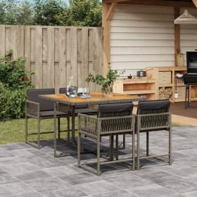 5-piece garden dining set with gray synthetic rattan cushions by , Garden sets - Ref: Foro24-3211442, Price: 281,33 €, Discou...
