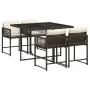 Set comedor de jardín 5 piezas y cojines ratán sintético marrón de , Conjuntos de jardín - Ref: Foro24-3211437, Precio: 298,6...