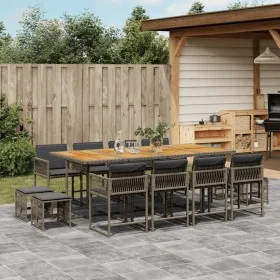 Garden dining set with 13-piece synthetic rattan gray cushions. by , Garden sets - Ref: Foro24-3211526, Price: 728,86 €, Disc...