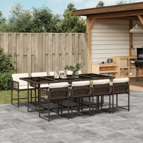 Garden dining set 9 pieces and brown synthetic rattan cushions by , Garden sets - Ref: Foro24-3211461, Price: 509,72 €, Disco...