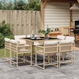 9-piece garden dining set with beige synthetic rattan cushions by , Garden sets - Ref: Foro24-3211558, Price: 478,88 €, Disco...